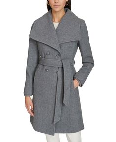 in stock Fitted Double-breasted Wool Coat With Hidden Buttons, Calvin Klein Wool Coat, Calvin Klein Button-up Outerwear, Fitted Calvin Klein Single-breasted Outerwear, Calvin Klein Single-breasted Outerwear With Notch Lapel, Calvin Klein Woman, Belted Coat, Double Breasted, Buy Online