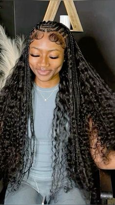 Braids Leave Out, Pretty Hair Styles Braids, Braids With Hair In The Back, Vacation Hairstyles Black Women, Funali Braids, Stitch Feed In Braids, Houston Trip, Feed In Braids, Quick Weave Hairstyles