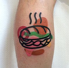 Mattia Mambo Sandwich Tattoo, Ice Cream Tattoo, Random Tattoo Ideas, Colour Tattoos, Tattoo Mini, Food Tattoos, Mark Of The Beast