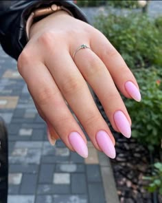 Milky Pink Nails, Almond Nails Pink, Acrylic Nails Almond Shape, Nails Styles, Milky Pink, Nail Types, Wow Nails, Sassy Nails, Almond Acrylic Nails