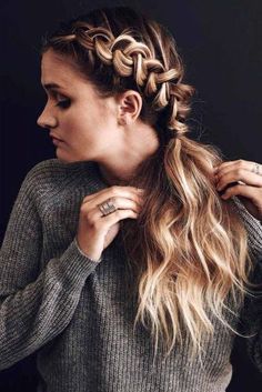 Easy Braided Hairstyles: Glorious Long Hair Ideas ★ Chain Link Braid, Kristin Ess, Color Rubio, Long Face Hairstyles, Cute Braided Hairstyles, Peinados Recogidos, Fishtail Braid, Penteado Cabelo Curto, Easy Braids