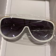 These Pairs Are Unisex. They Are Available In White,Pink,Blue,Brown,And Black. Casual White Sunglasses For Party, Chic White Shield Sunglasses With Uv Protection, White Shield Sunglasses With Uv Protection For Party, Modern White Sunglasses For Day Out, Chic White Sunglasses For The Beach, White Sunglasses With Uv Protection For Day Out, Modern White Aviator Sunglasses For Summer, White Summer Party Sunglasses, Summer Party White Sunglasses