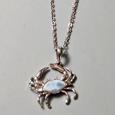 Alamea Hawaiian Jewelery Sterling Silver .925 Crab Pendant With Larimar Diamond Cut Adjustable 18" Cable Chain Hawaiian Jewelry, Diamond Cut, Cable Chain, Blue And Silver, Crab, Silver 925, Astrology, Diamond Cuts, Color Blue