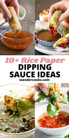 dipping sauce in a glass bowl with the words 10 rice paper dipping sauce ideas