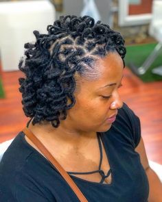 Loc Curly Styles, Short Loc Curls Styles, Locs Hairstyles With Curls, Curled Short Locs, Short Locs Curls Styles, Short Loc Curls, Short Curly Locs Hairstyles, Short Locs With Curls, Curl Loc Styles