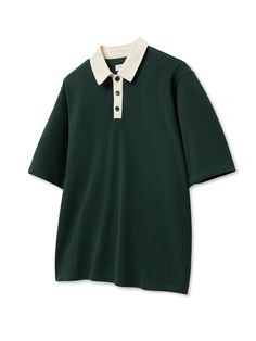 This is a comfortable and modern top that is made out of high quality cotton 100% fabric. With design detail of semi oversized silhouette and comfortable fabric with high air permeability, it gives a trendy and refined look.- Semi oversized silhouette- Color blocked collar- High airpermeability suitable for summer Modern Cotton Drop Shoulder Tops, Modern Cotton Top With Drop Shoulder, Green Cotton Drop Shoulder Tops, Oversized Green Classic Top, Classic Green Oversized Top, Classic Oversized Green Top, Modern Tops, Oversized Silhouette, Rugby