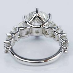 Stunning Nine-Diamond Trellis Engagement Ring in 14K White Gold (2.40 ct.) Trellis Engagement Ring, Diamond Trellis, Stone Diamond Ring, Trellis Design, Round Cut Diamond, Metal Rings, Colored Diamonds, Round Cut, Diamond Engagement Rings