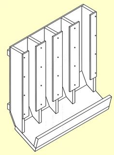 a drawing of an object that is in the shape of a rack with four sections