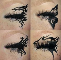 Tattoos For Women Shoulder, Minimalist Tattoos For Women, Tattoos Between Breast, Graphic Liner Looks, Maquillage Goth, Liner Looks, Goth Eye Makeup, Sarah Marie, Punk Makeup