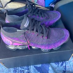 2018 Vapormax Flynit 2 “Purple Night” These Shoes Have A Little Bit Of Wear. Brand New Ones Go For About 600 On Goat And Stockx. I Just Wanna Get Rid Of Em. Purple Streetwear Running Shoes With Laces, Purple High-top Running Shoes With Abzorb Midsole, Purple Lace-up Running Shoes With Boost Midsole, Purple Running Shoes For Streetwear, Purple Streetwear Running Shoes With Round Toe, Purple Air Max Cushioned Lace-up Sneakers, Nike Purple Running Shoes For Streetwear, Purple Air Max Cushioning Lace-up Sneakers, Purple Lace-up Sneakers With Air Max Cushioning