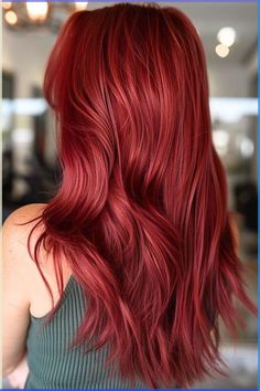 Red Shades Hair Color, Long Hair Styles Easy, Summer Red Hair Color, Bright Red Hair Color, Crimson Hair, Red Hair Color Ideas, Red Copper Hair Color