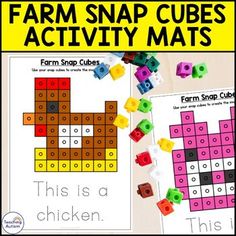 farm snap cubes activity mats for kids to use in their homeschool activities