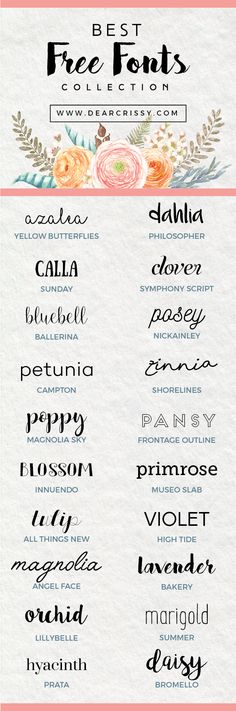 the 25 best free fonts for wedding and other events, with flowers on them