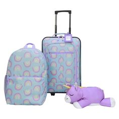 CRCKT 4 Piece 18" Softside Carry-on Kids Luggage Set, Rainbow - Walmart.com Kids Luggage Sets, Carry On Suitcase, Blue Camo, Luggage Sets, Boy And Girl, Kids Luggage, Neck Pillow, Carry On Luggage, Girls Prints