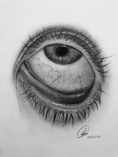 a drawing of an eye with long lashes on it's iris and the bottom part of its iris visible