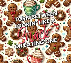 there is a christmas card with ginger cookies and hot chocolate