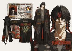 an anime character with black hair and red eyes