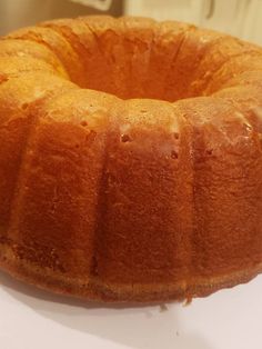 a bundt cake sitting on top of a white counter