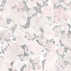 an abstract pink and grey wallpaper with lots of small white flowers on the left side