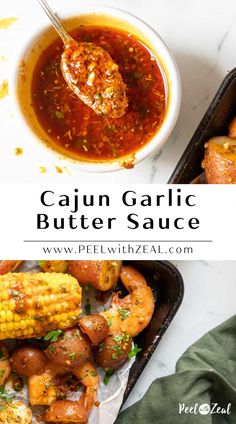 cajun garlic butter sauce with shrimp and corn on the cob