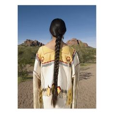 AssetID: 82824015 / Dave & Les Jacobs / Native American woman in traditional clothing with long braid Native American Hairstyles, Julie Flett, Native American Braids, Native American Hair, Hair Motivation, Native American Dress, Native American Woman, Native American Children, Native American Clothing