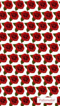 red roses are arranged in rows on a white background with the words pattern over it