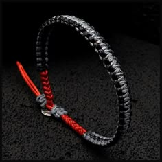 This Handmade Stylish Design Bracelet made by 1 mm durable black, red and grey korean rope with Silver button. Button material  is 925 sterling silver. For closure of our high quality minimal minimalist bracelet we used movable macrame technique. It is a perfect gift for you and all your loved one for all special days such as anniversary, new year, birthday etc. All our designs prepared by hand according to the your given sizes with love. This design is adjustable with its special movable macram Paracord Bracelet Patterns, Diy Friendship Bracelets Patterns, Bracelets Design, Bracelet Knots, Design Bracelet, Friendship Bracelets Diy, One For All, Silver Button, Stylish Bracelet