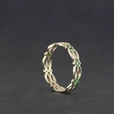 Celtic Ring Eternity Ring Emerald Ring Green Stones Ring - Etsy Gothic Jewelry Rings, Infinity Rings, Sapphire Eternity Ring, Celtic Ring, Wedding Ring For Her, Green Stone Rings, Celtic Rings, Green Stones, Gothic Rings