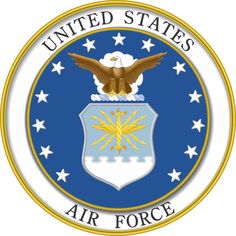 the united states air force seal with an eagle and star on it's side