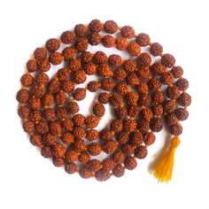 Rudraksha Seed Bead Japa Chanting Meditation Mala 108+1 Traditional Red Shiva Tears Necklace Shaivism Rudra; traditional red stain Rudraksha malas, 108 + 1 genuine seed beads, 5-muhki (face) 8mm Rudraksha; hand knotted in Vrindavan, U.P. India.Four options to choose from:Single mala      Red tassel      Orange tassel      Yellow tasselMixed, 5 malas       A mix of five, we choose colorsOm Namah Shivaya! Traditional Orange Beads For Gifts, Handmade Mala For Festivals, Handmade Round Mala For Festivals, Red Beaded Mala For Meditation, Red Mala For Meditation, Traditional Mala For Meditation, Traditional Mala With Polished Beads For Festivals, Traditional Festive Mala For Meditation, Spiritual Orange Beaded Necklaces For Festivals