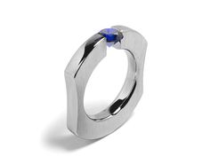 Blue Sapphire tension set unisex ring in ergonomic stainless steel mounting | Taormina Jewelry Tension Ring, Amethyst Set, Tension Setting, Set Ring, Mens Pendant, Unisex Ring, Ring Fit, Metal Finishes, Steel Jewelry