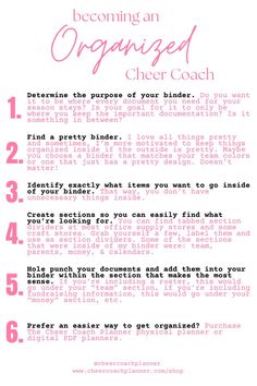 how to become an organized cheerleading coach. 6 tips to help you become more organized next season for your team. Cheerleading coach organization. Cheerleading coach binder. cheer coach binder. cheer coach planner. cheerleading coach planner. cheerleading captain planner. cheerleading captain organization. cheerleading. cheerleader. cheer stunt. cheerleading motions. how to make cheerleading motions tighter. how to make my cheerleading team more crisp. how to be a cheerleading coach. cheer team Peewee Cheer, Cheerleading Chants, Cheerleading Tryouts, Kids Cheerleading, Youth Cheerleading, Cheer Team Shirts, Cheerleading Coach