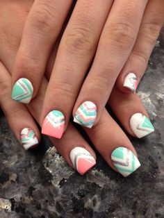 Pretty Chevron Nails Pastel Nails Designs, Pretty Nail Polish, Pretty Nail Designs