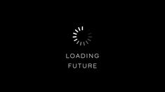 the logo for loading future is shown in black and white, with an image of a clock