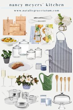 many different kitchen items are arranged in the shape of a collage with text overlay