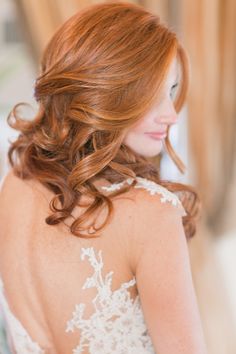 long curly red hair wedding hairstyle | Photography: Amy Rizzuto Hair Wedding Styles, Classic Fall Wedding, Wedding By The Sea, Wedding Haircut, Red Goth, Unique Wedding Hairstyles, Bridal Braids, Red Curly Hair, Yacht Club Wedding