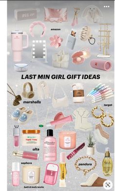 a poster with the words last min girl gift ideas