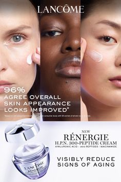 NEW! Rénergie H.P.N. 300-Peptide Cream helps visibly improve 3 signs of aging: lower face sagging, wrinkles, & dark spots. Best Moisturizer For Face, Peptide Moisturizer, Breast Lift Surgery, Sagging Face, Lancome Renergie, Personal Grooming, Aging Serum, Breast Lift, Anti Aging Face