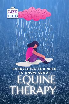 an advertisement for equinne therapy with a woman sitting on a toilet in the rain