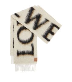 Find LOEWE Wool-blend Logo Scarf on Editorialist. A winter scarf is always a necessity to ward off the winter chill, but while it is a functional accessory, it doesnt hurt having one with a few style points, too. This branded iteration from LOEWE is crafted from a blend of wool and mohair, lending it a fuzzy finish, but the embossed leather plaque on the front marks this as a bold addition to your cold-weather wardrobe. Succession Wardrobe, Loewe Scarf Outfit, Loewe Clothes, Wishlist Ideas Aesthetic, Loewe Scarf, Aesthetic Wishlist, Designer Background, Mohair Scarf, Designer Scarf