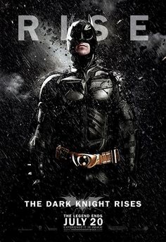 the dark knight rises poster with batman's face in the rain and his name on it