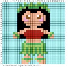 Lilo Dancer Pattern #lilo #stitch #disney #hula #hawaii #experiment626 #liloandstitch #hamabeads #hamabeadpattern #perler #perlerbeads #pyssla #pixel #pixelart Crafts Sewing Projects, Lilo Y Stitch, Hama Bead, Hama Beads Patterns, Tapestry Crochet Patterns