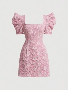 Pink Dress Short, Cute Short Dresses, Quick Outfits, Easy Trendy Outfits, Floral Jacquard, Casual Style Outfits