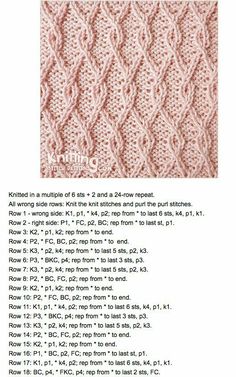 the knitting pattern is shown in pink and white