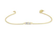 "Baguette Diamond Bracelet in 14k Solid Gold / Dainty Diamond Bracelet / Minimal Diamond Bracelet / Baguette Diamond / Black Friday Made to Order. * Gold Kt: 14K Solid Gold * Custom Gold Color: Rose Gold, Yellow Gold, White Gold * Baguette Diamond: 2 pcs 3 x 1.5 * Total Number of Stones: 2 * Total CTW: 0.12 Ctw * Diamond Color Clarity: G Color VS Clarity * Setting Type: Prong * Ready to Ship in 7-10 Business Days If you have any additional questions about this ring, just hit the \"Ask a Question Anniversary White Gold Baguette Bracelets, Anniversary Baguette White Gold Bracelets, Classic Baguette Bracelets For Anniversary, Wedding Diamond Baguette Bracelet With 17 Jewels, Wedding Baguette Diamond Bracelet With 17 Jewels, Baguette Diamond Bracelet In Yellow Gold, Diamond Baguette Bracelets In Gold, Formal Yellow Gold Diamond Bracelet With Baguette Diamonds, Baguette Diamond Bracelets In Gold