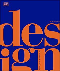 an orange and blue book cover with the words desgin on it's front