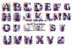 floral alphabets in flower time colors clipart font and commercial use for digital scrapbooking