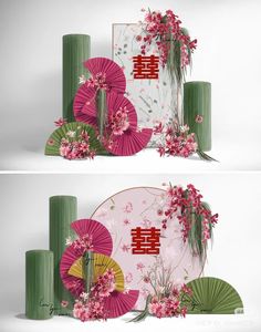 Sangjit Decoration, Chinese Wedding Decor, Church Altar Decorations, Chinese Tea Ceremony, Japanese Wedding, Chinese Decor, Chinese New Year Decorations, Wedding Menu Template