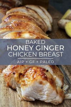 baked honey ginger chicken breast on a cutting board