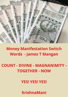 money with the words money manifitation switch words - james t mangann count divine